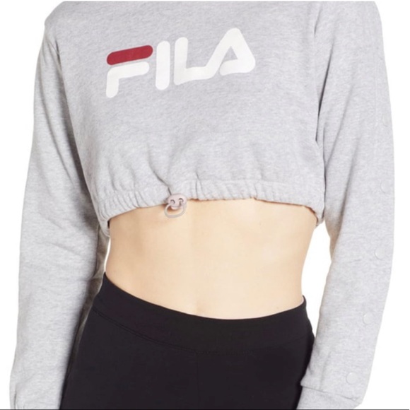Fila light grey cropped long sleeve top - Picture 1 of 4